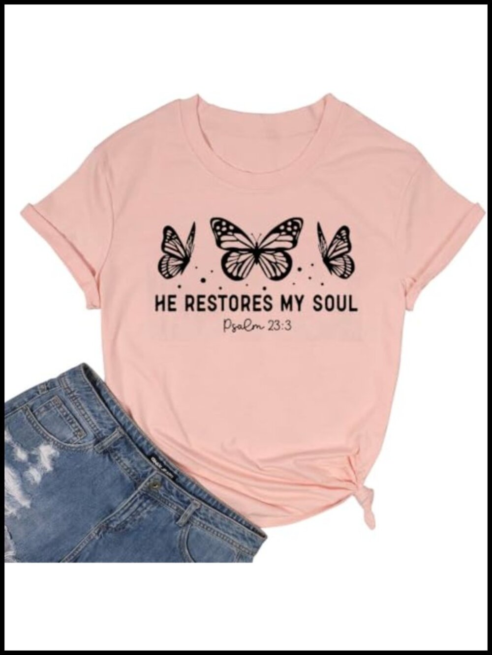 Christian Faith T-Shirt Butterfly Graphic Short Sleeve Crew Neck Cotton Blend